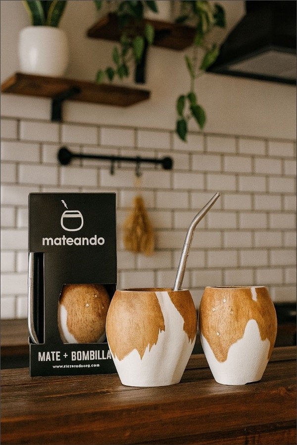 MATE VACA RANCHERO + BOMBILLA PICO LORO