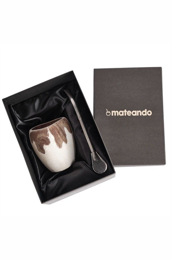 MATE DE ALGARROBO MUU + BOMBILLA PICO LORO