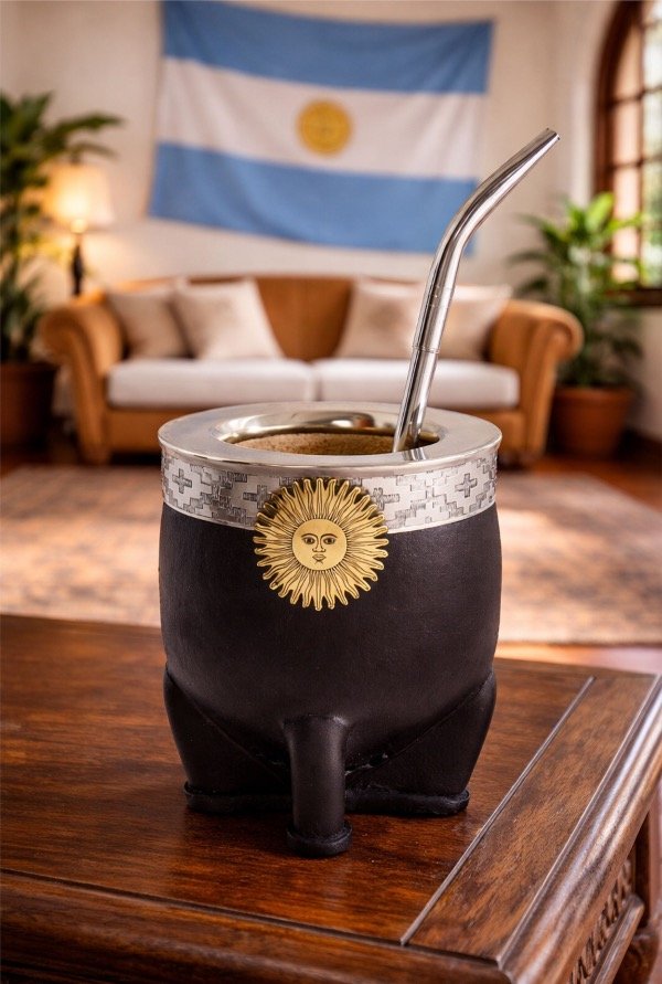 MATE IMPERIAL SOL DE MAYO PREMIUM + BOMBILLA PICO DE LORO