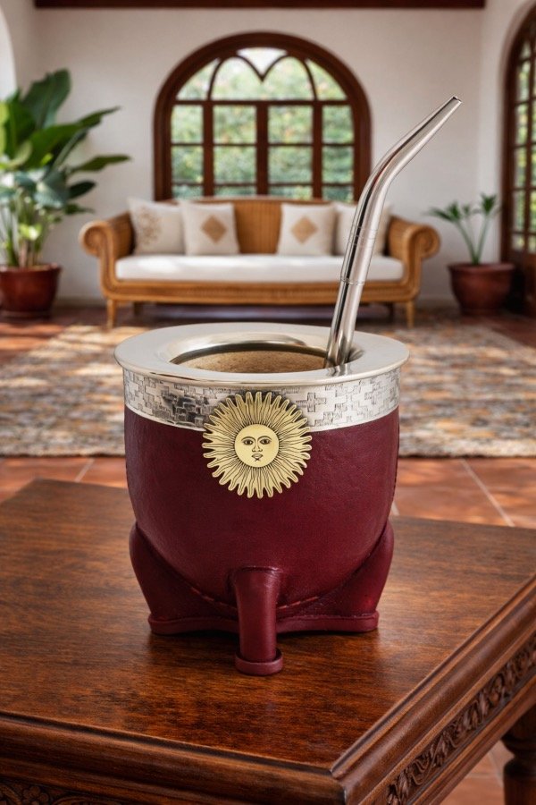 MATE IMPERIAL SOL DE MAYO PREMIUM + BOMBILLA PICO DE LORO