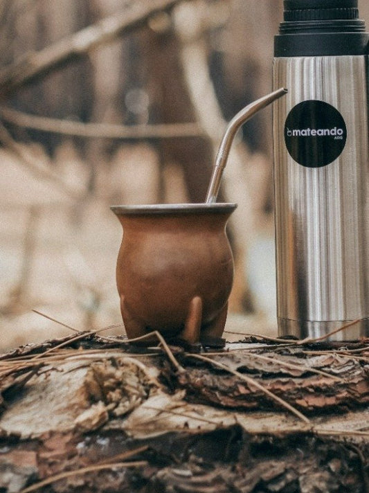 MATE CAMIONERO PREMIUM  MARRON SUELA + BOMBILLA DE REGALO
